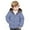 Blue, variant on Reversible Boys Hooded Jacket With Bear Ears Warm Thickened Winter Coat For Kids Double Wearable Outerwear