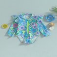 thumbnail image 2 of QJUHUNG Kid Baby Girls One Piece Swimsuit Long Sleeve Zipper Swimwear Ruffle Rashguard Bathing Suits Beachwear, 2 of 9