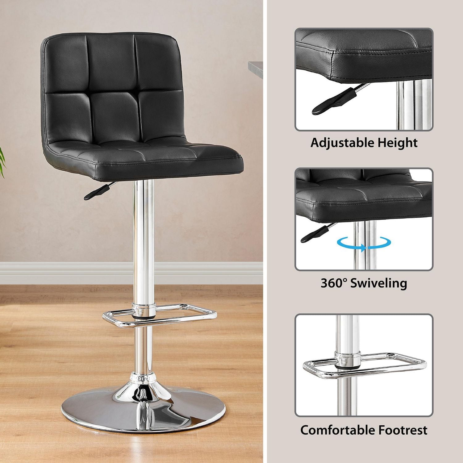 Hometrends Quilted Swivel Bar Stool, Hometrends Swivel Bar Stool