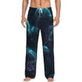 thumbnail image 2 of Picia Ice blue light spot jellyfish Mens Soft Woven Cotton Elastic Waistband Sleep Pajama Pant Lounge Sleep Pant With Pockets And Drawstring-Large, 2 of 9