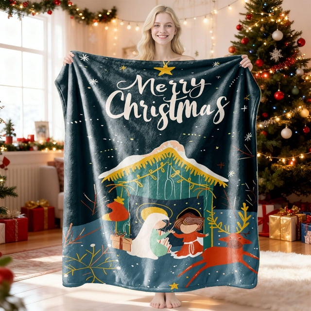xihome Manta navideña de franela de 75x100cm, suave, de polister, para cama o sof.
