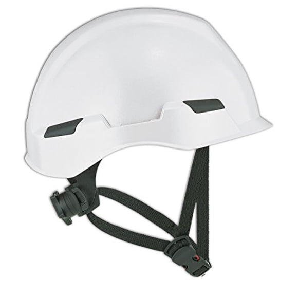 Dynamic Safety HP142R/01 Rocky Hard Hat with Nylon Suspension and Sure-Lock II Ratchet, Permanently Attached 4 Points Chin-Strap Adjustment, ANSI Type II, One Size, White