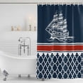 thumbnail image 2 of Navy Blue Coastal Shower Curtain Set - 48" x 72" Washable Bathtub Curtain with 12 Hooks, Nautical Ocean Sea Abstract Art Waterproof Fabric Stall Shower Curtains for Bathroom/Bathtub Décor, 2 of 6