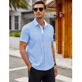 thumbnail image 3 of COOFANDY Mens Dress Shirts Button Down Short Sleeve Cooling Shirts Summer Shirts Casual T Shirts, 3 of 5