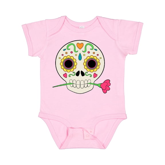 Inktastic DÃa De Los Muertos Skull with Flower Boys or Girls Baby Bodysuit