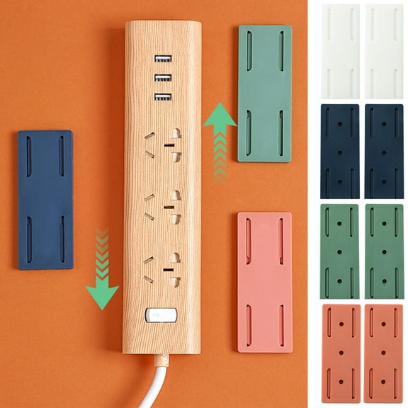 Cheers.US 4 Pcs Self Adhesive Power Strip Holder, Surge Protector Fixator Wall Mount Punch Free Cable Management System for Remote Control Router Computer Kitchen Home and Office