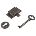 thumbnail image 3 of Pequeña cerradura de puerta de gabinete de montaje empotrado de latón antiguo con llave - 1"" de ancho x 1 3/4"" de alto - Cerradura y llave vintage para puertas y cajones de muebles | Ua-030-Laborato, 3 of 7