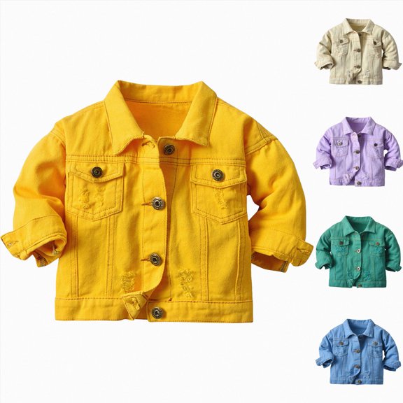 Splozh Newborn Jackets for Girls 1-10 Years Boys Girls Warm Jacket Fashion School Jacket Denim Jacket Jeans Coat,7-8 Years,7-8 Years