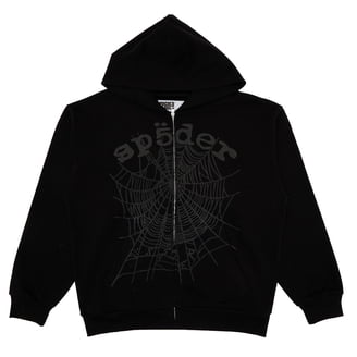 Sp5der Men's OG Web Studded Zip Hoodie Black, from StockX