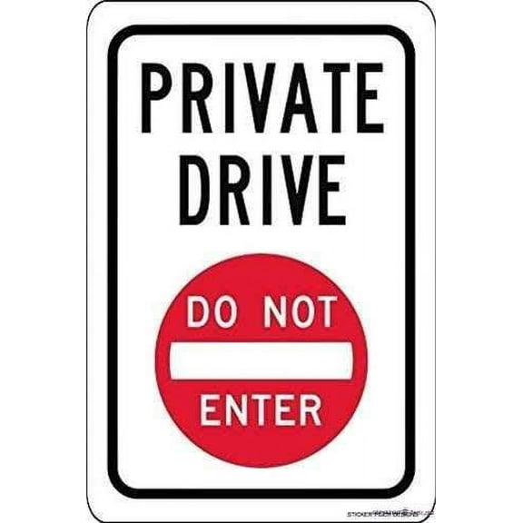 Tin Sign Metal Warning Reminder Sign Private Drive Do Not Enter Novelty 20 x 30 cm / 8 x 12 inches (Height Length) Office Supplies Aluminum Sign