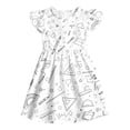 thumbnail image 4 of Curuila Children Girls Dress Flutter Sleeve Cartoon Print Crew Neck For School Casual Dresses Size 18-24 Months, 4 of 4