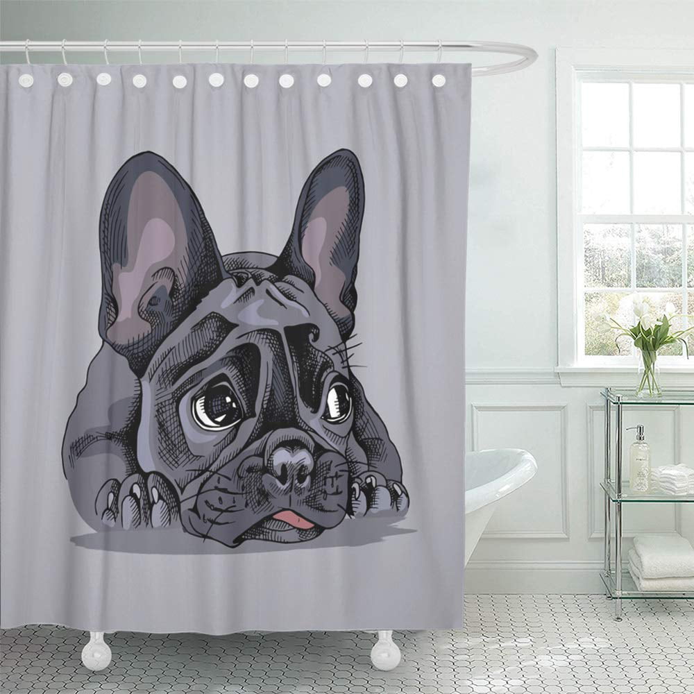 French Bulldog Adorable Dog Dont Wanna Take Shower Funny Quotes Shower Curtain 