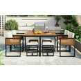 thumbnail image 6 of Euroco 9-Pieces Acacia Wood Patio Dining,Space Saving Set,4 Cushioned Chairs & 4 Ottomans & 1 Square Table, for Backyard, Garden, Deck and Poolside,Beige, 6 of 9