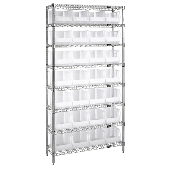 Quantum Storage WR8-239CL Chrome 8 Shelf Wire Shelving Unit - 12 x 36 x 74 in
