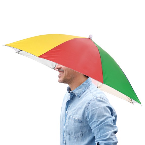 Uxcell 26" Headband Umbrella Hat [1 Pcs] - Hands Free Foldable Umbrella Cap Sun Hat Use for Fishing & Gardening & Hiking & Camping [Watermelon]
