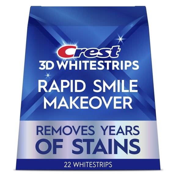 Crest 3DWhitestrips at Home Teeth Whitening , Rapid Smile Makeover, 10 Levels Whiter, 11 Treatments, 22 Strips