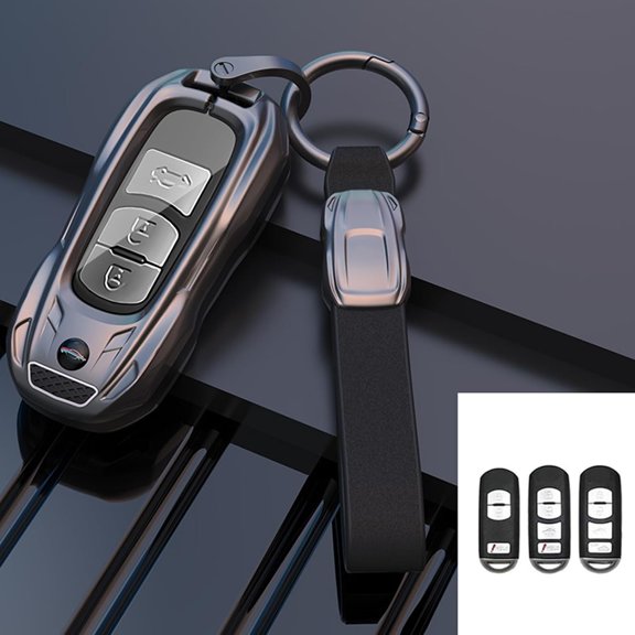 Key Fob Cover Compatible with Mazda 2 3 5 6 CX-3 CX-5 CX-7 CX-9 MX5 2009-2017 2/3/4 Button Zinc Alloy Keychain Case Holder Protector