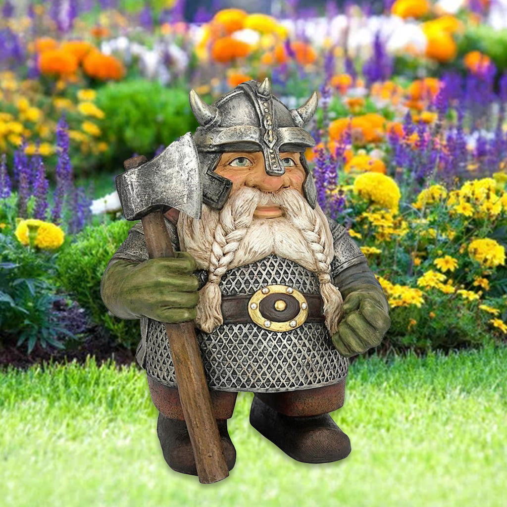 Viking Victor Norse Dwarf Gnome Statue Resin Craft Yard Figurine Garden Decor 