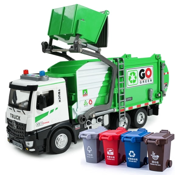 JBeeCtrl Garbage Truck Toys for Boys 3-5 with Lights & Sounds Trash Truck Toys for 2 3 4 5 Years Old Boys with Trash Can Lifter and Dumping Birthday Christmas Birthday Gift for Boys 2 3 4 5 Years Old