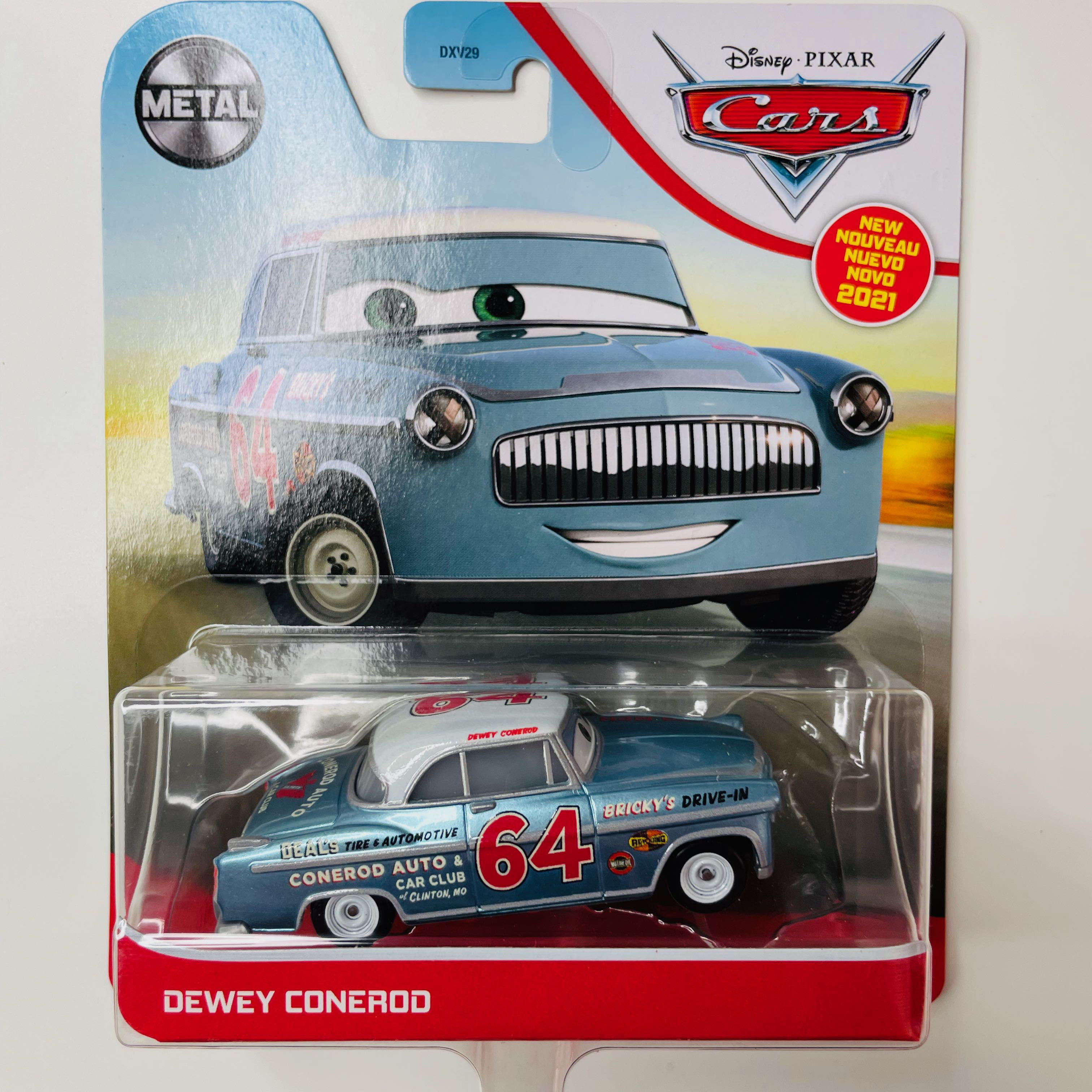 GRR69 Disney Cars Toys and Pixar Cars Dewey Conerod Collectible Racecar Automobile Toys Based on Cars Movies for Kids Age 3 and Older,Multicolor Miniature