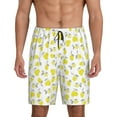 thumbnail image 1 of Balery Yellow Lemon Leaves Pantalones cortos de pijama de punto de algodón para hombre con cinturilla y bolsillos-Medium, 1 of 6