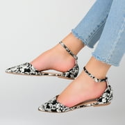 Journee Womens Reba Buckle Pointed Toe Ballet Flats, Widths Available