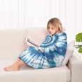 thumbnail image 4 of Blue Tie Dye Mandala Pattern Blanket Hoodies for Kids 6-13YR Oversize Wearable Blanket Hoodies for Boys Girls Teens, 4 of 7