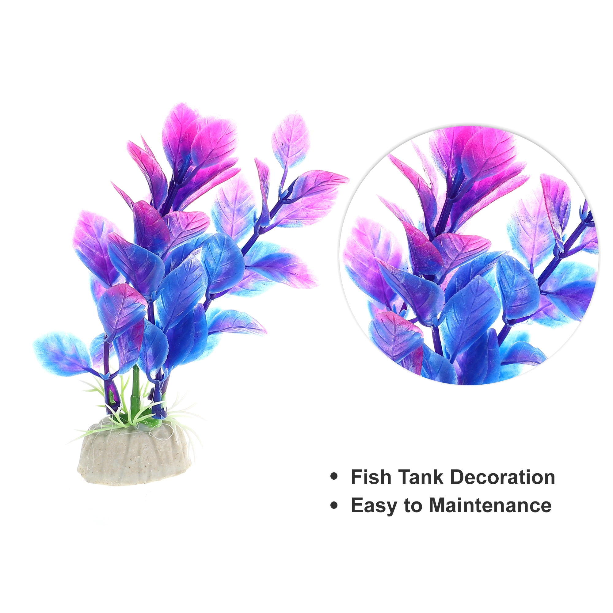 Unique Bargains 2 Pcs Aquarium Plants Decorations Artificial Aquatic Plant Purple 3.94"