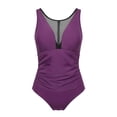 thumbnail image 5 of One Piece Swimsuit Women Mesh Paneled Neckline Tummy Control Bathing Suit Swimwear, 5 of 5