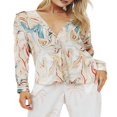 thumbnail image 1 of MesaSe Women Button Down Shirts Turn Down Collar Striped Pattern Single Breasted Long Sleeve Shirt Tops, 1 of 4