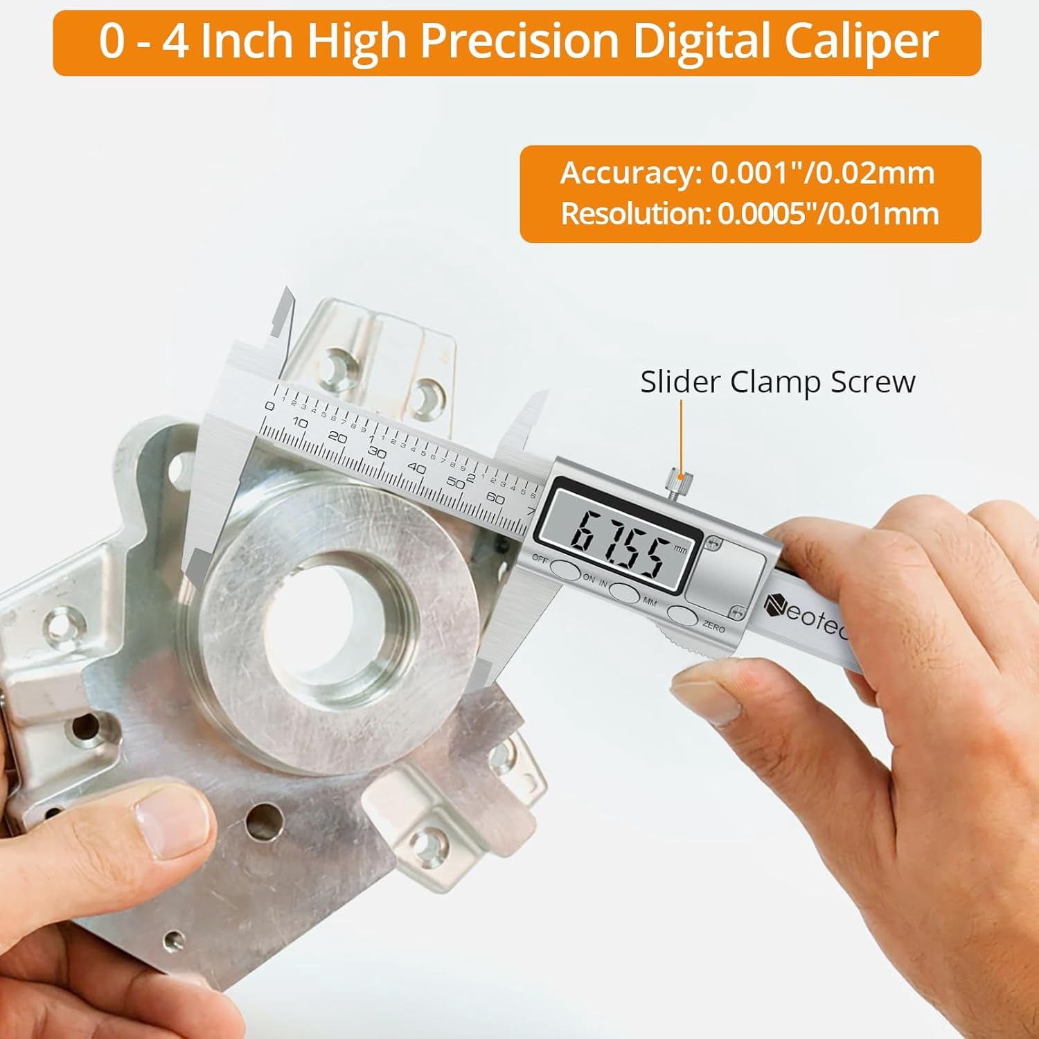 4 inch/100mm Digital Caliper, Stainless Steel Electronic Calipers Measuring Tool inch/mm Conversion, Large LCD Screen