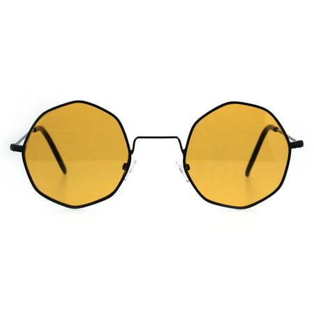 Dopy Color Lens Octagon Metal Wire Rim Pimp Hippie Sunglasses Black Orange