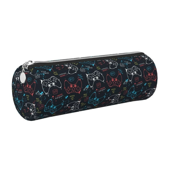 Disketp Joystick Gamepad Estuche Organizador de Lápices de Cuero, Estuche de Oficina con Cremallera para Bolígrafo y Lápiz
