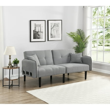 Holaki Folding Ottoman Sofa Bed with Stereo(Gray)