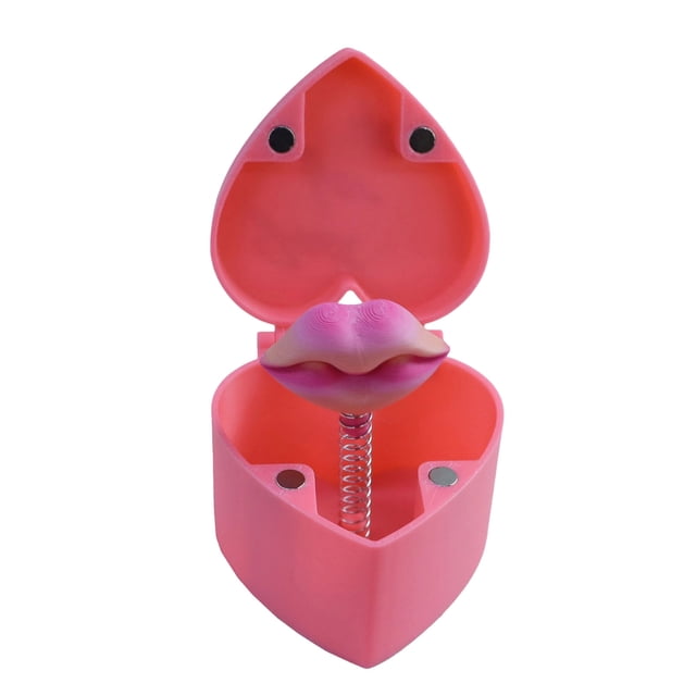 SIYTUAU Bouncing Lips Surprise Gift Box Pink For Valentines Day Chocolates Rings Small Presents Plastic Material Magnetic Attraction