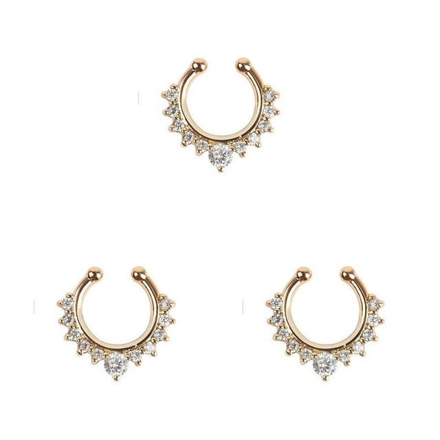 Qarigey Anillo de nariz falso, tachuelas, aleación de moda, para el cuerpo, Clip para el tabique, accesorios de joyería Type1 NO1