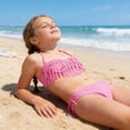 thumbnail image 4 of Weebloom Swimsuit For Teen Girls Two Piece Teen With Fringe Detail Comfortable Fit Beach Pool Party Bathing Suit Swimwear Pink Size 10-11 Years, 4 of 7