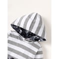 thumbnail image 5 of Mikrdoo 3 Months Newborn Baby Boys Outfits Fall Winter 6 Months Boys Pants Sets Stripe Pocket Long Sleeve Hoodies Romper Top Elastic Camouflage Pants 2Pcs Clothing From 0-18M, 5 of 9