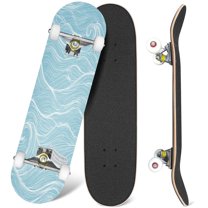 31'' Complete Skateboard 7 Layer Canadian Maple Double Kick Deck Skateboards open sea waves Skate Board for Beginner Adult Gifts