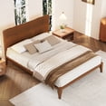 thumbnail image 3 of Euroco Mid-Century Queen Size Platform Bed, Bamboo Wood Bed for Bedroom, Brown, 3 of 13