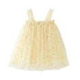 thumbnail image 2 of ITSAME Girls Flower Strap Dresses, Mesh Cute Embroidery Sleeveless Fashion Princess Dress Yellow 6-7T, 2 of 5