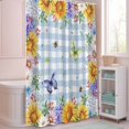 thumbnail image 5 of Shower Curtain Sunflower Daisy Butterfly Bee Shower Curtains for Bathroom Decor, Waterproof Polyester Shower Curtain Set with Hooks, Small Stall Size 36" x 72" Spring Floral Blue Plaid, 5 of 9