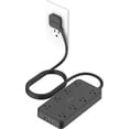 thumbnail image 1 of XUCP-Bandes d'Alimentation à Prise Plate avec Parasurtenseur 1080J, Rallonge de 6 Pieds pour Intérieur avec 8 Prises Multiples et 3 USB (1 USB C), Station de Charge Murale pour Maison Bureau Dortoir, Noir Pur, 1 of 4