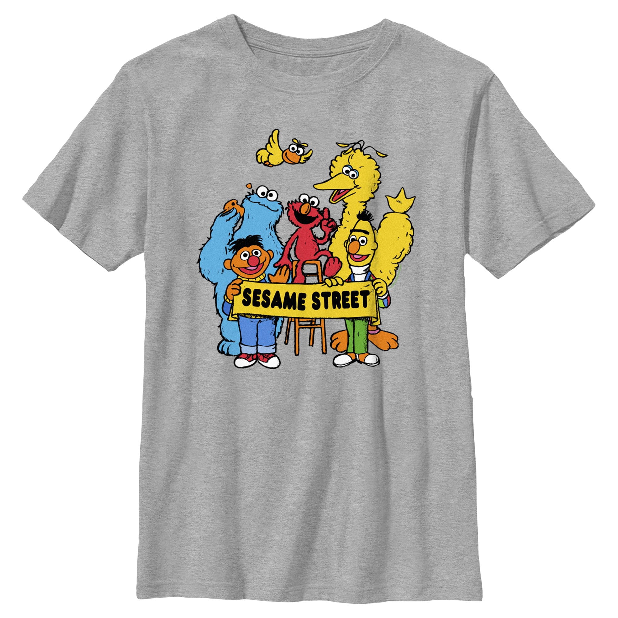 Boy's Sesame Street Crew Banner Portrait Graphic T-Shirt