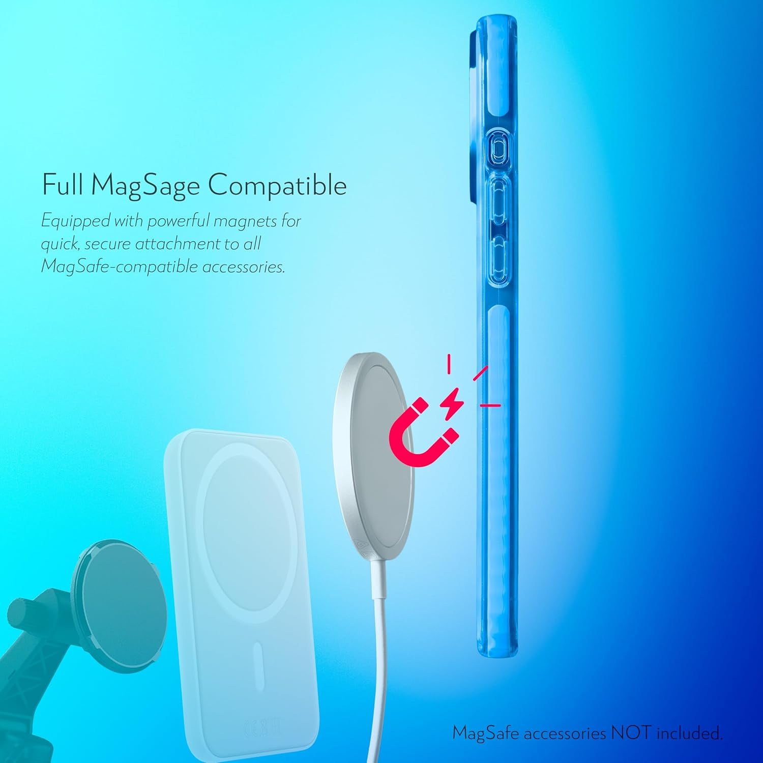SteepLab Barrier MS Case for iPhone 15 Pro Max - MagSafe Compatible, Impact-Absorbing with Strong Magnets - 360° Protection, Rugged & Durable with Raised Bezel (Elevated Azure Blue)