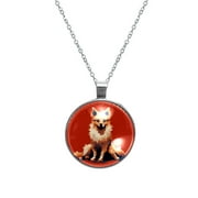 Pixel Dog Glass Design Circular Pendant Necklace - Stylish Women's Fashion Jewelry by XYZ Brand