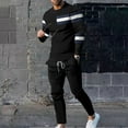 thumbnail image 2 of BiZtdJrK Male Casual Two Piece Tracksuits Fashion Color Block Round Neck Long Sleeve Shirts and Drawstring Sweatpants Joggers Sets Black S, 2 of 9