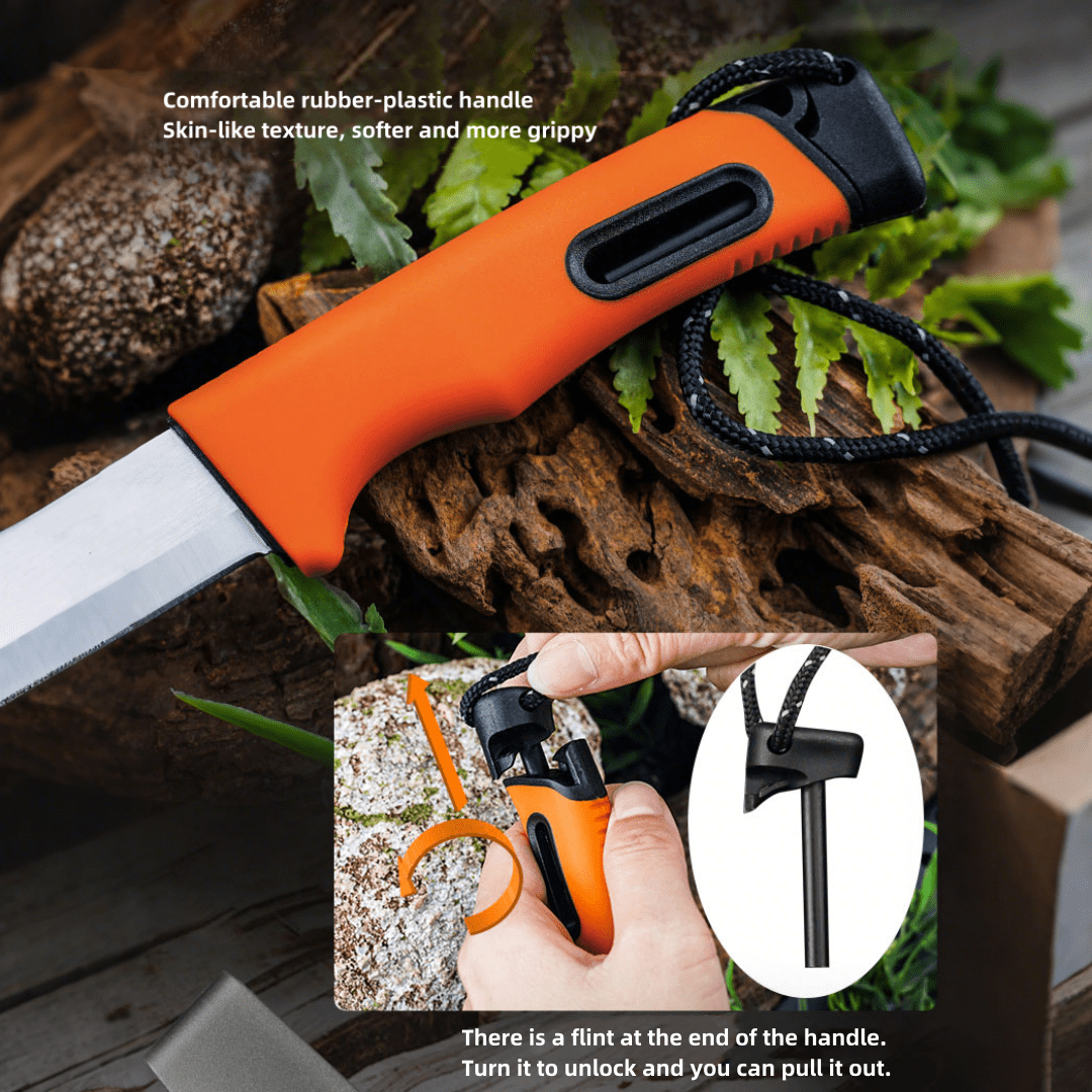 Fixed Blade Knife 3.7" 5Cr15 Steel, Plastic Sheath, PP/TPR Handle. Multi-Use for Camping & Outdoor.