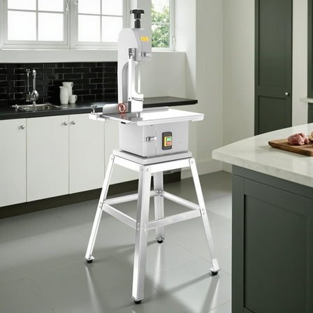 Commercial Meat Bone Saw Machine 2500W, Stainless Steel Meat Cutter with 8 Saw Blades, with Portable Stand, 0.04-10" Cutting Thickness for Beef & Ribs