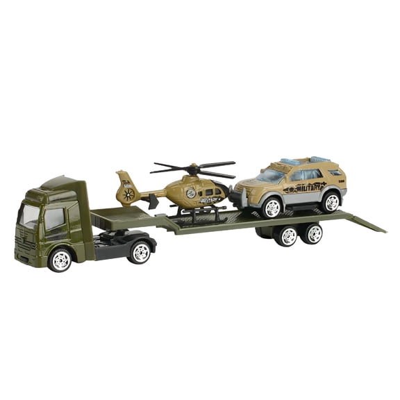 BESTSKY Truck and Trailer Toys for Boys Flatbed Trailer Trucks Toy Alloy Trailer Engineering Roller Excavator Truck Model Car Toys Construction Truck Toys